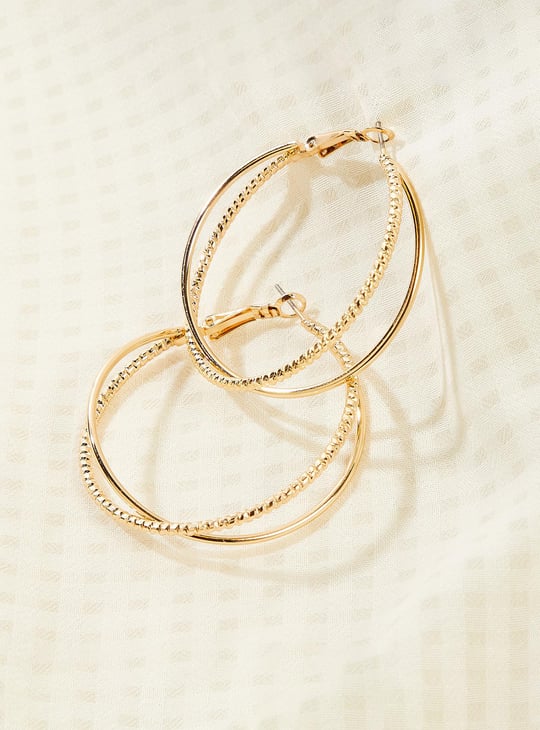 Women Textured Hoop Earrings