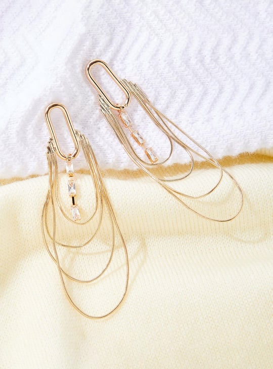 Women Embellished Chain Dangle Earrings