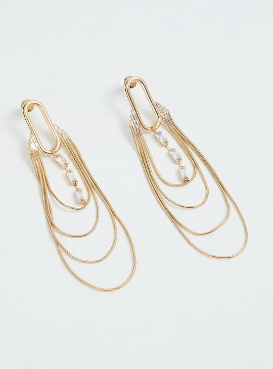Women Embellished Chain Dangle Earrings