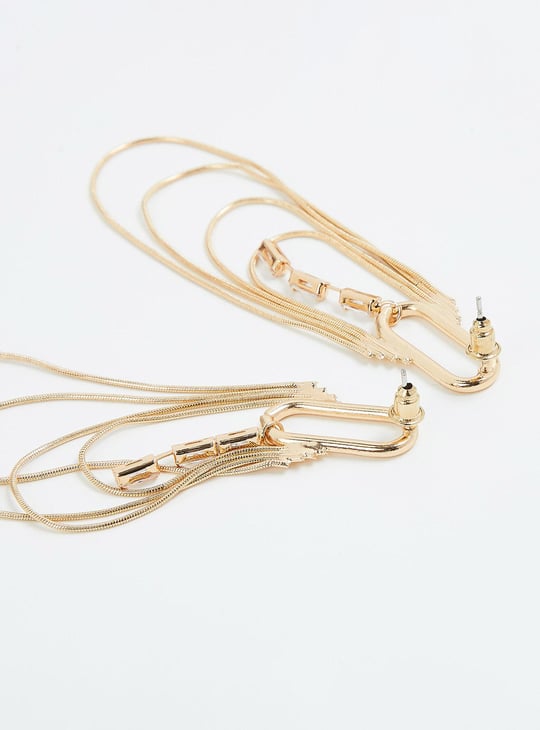 Women Embellished Chain Dangle Earrings