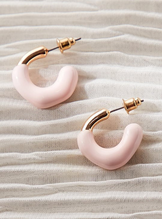Women Colourblocked Post and Back Hoop Earrings