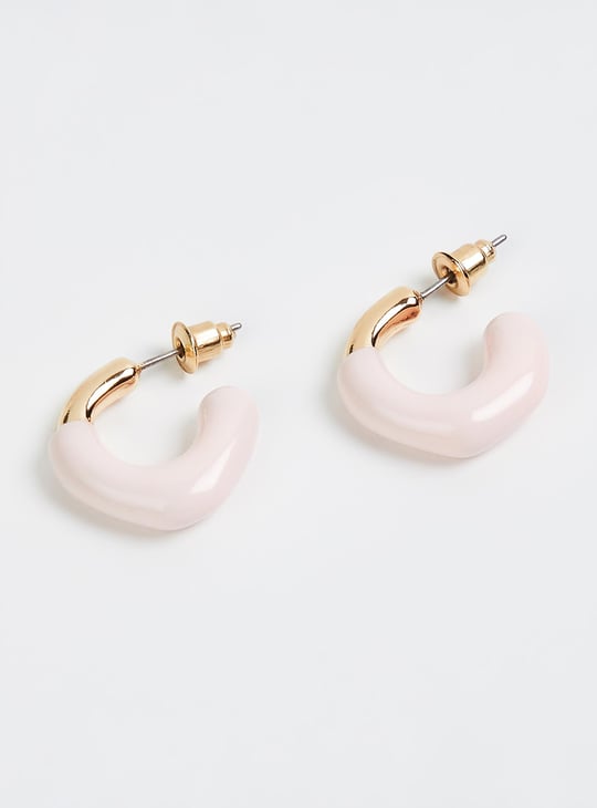 Women Colourblocked Post and Back Hoop Earrings
