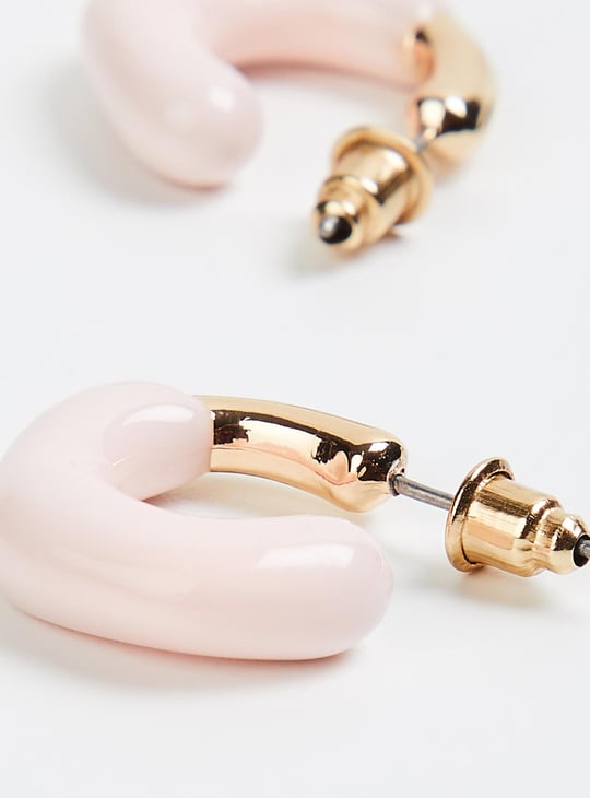 Women Colourblocked Post and Back Hoop Earrings