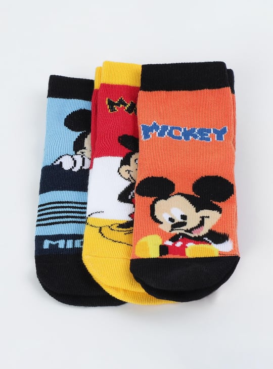 Boys Mickey Mouse Printed Socks - Pack of 3