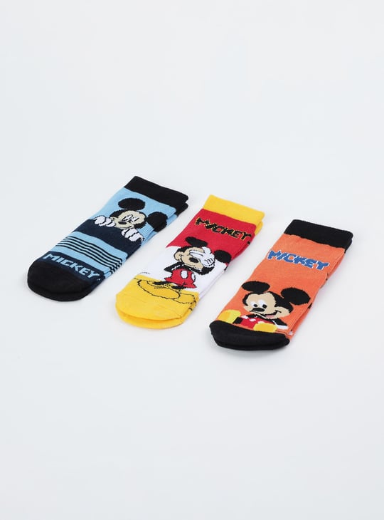 Boys Mickey Mouse Printed Socks - Pack of 3