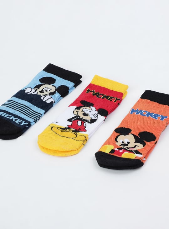 Boys Mickey Mouse Printed Socks - Pack of 3