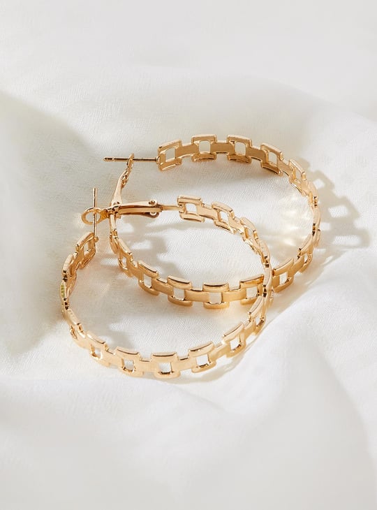 Women Textured Latch back Hoops