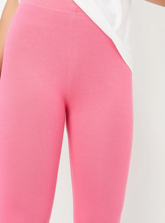 Girls Solid 3/4th Length Leggings