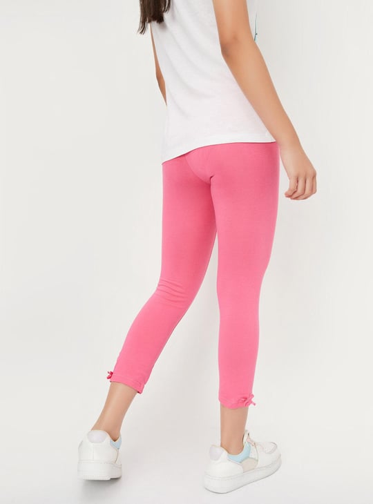 Girls Solid 3/4th Length Leggings