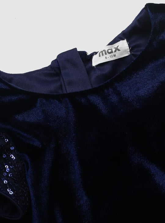 Girls Embellished Fit and Flare Velvet Dress