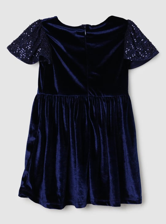 Girls Embellished Fit and Flare Velvet Dress