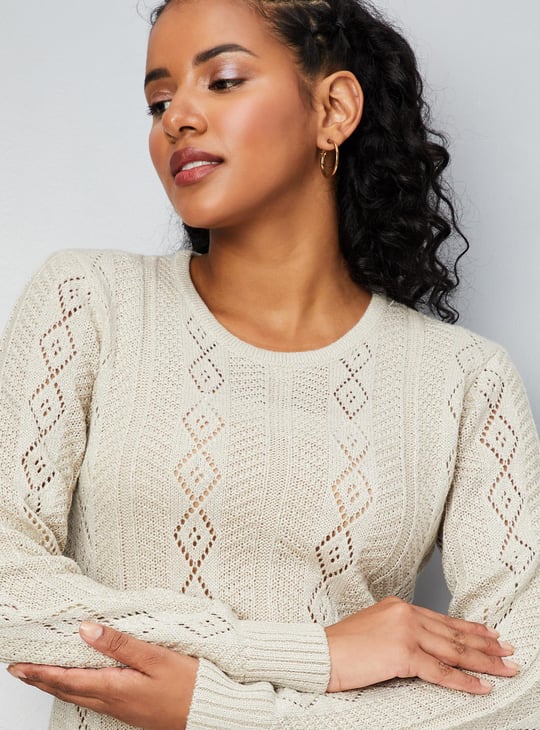 Women Pointelle Knit Sweater Dress