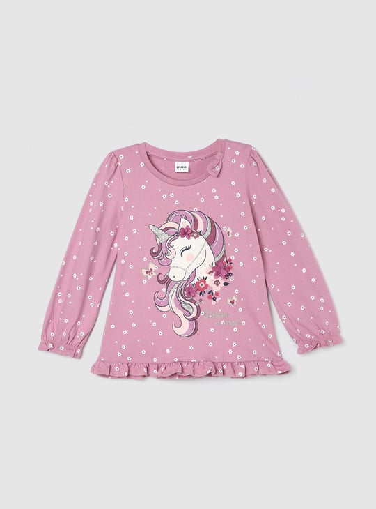 Girls Unicorn Printed T-shirt