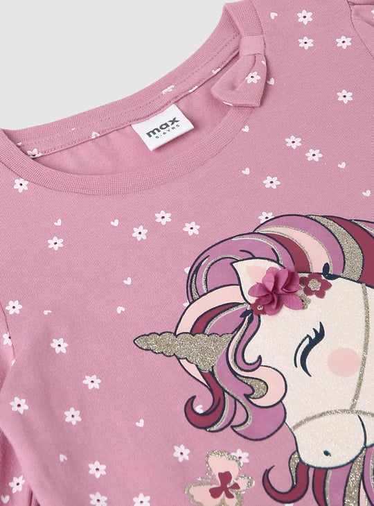Girls Unicorn Printed T-shirt