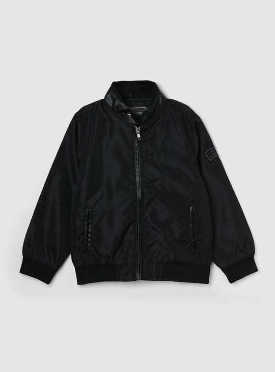Boys Solid Zip-Front Bomber Jacket