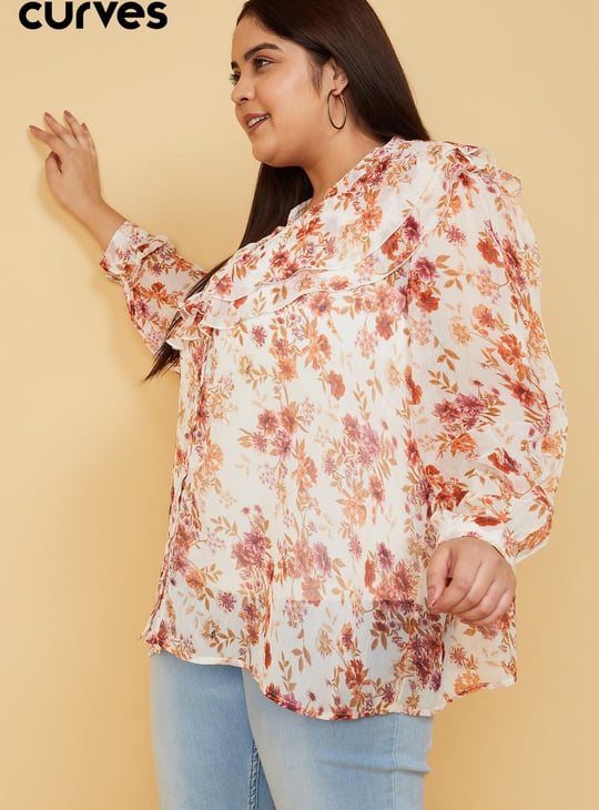 Women Printed Ruffled Blouse