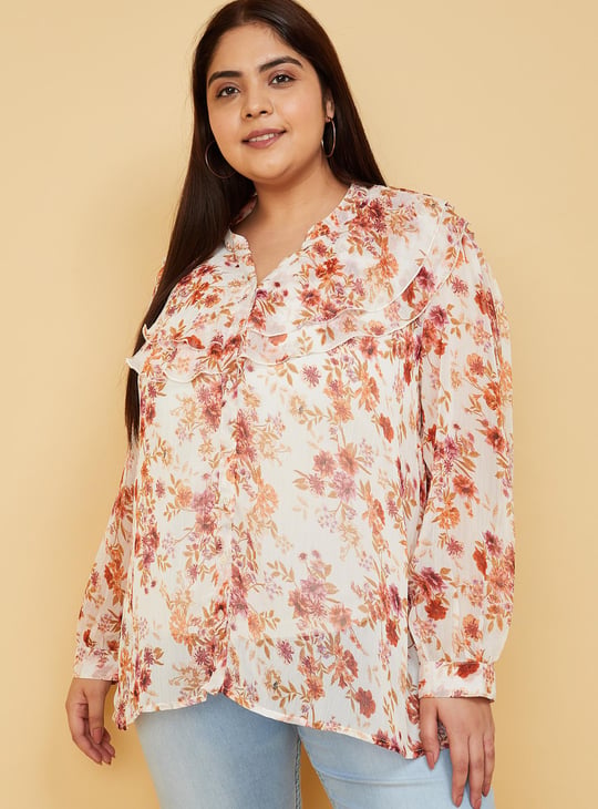 Women Printed Ruffled Blouse