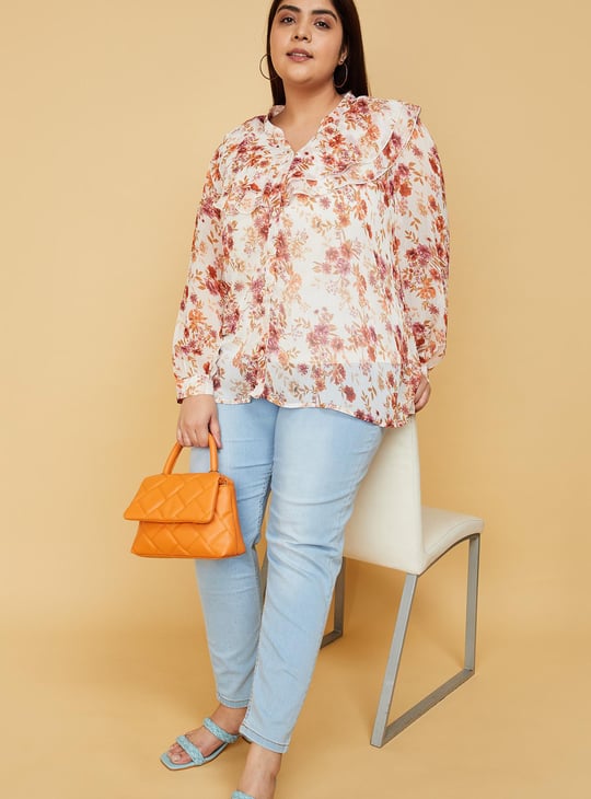 Women Printed Ruffled Blouse