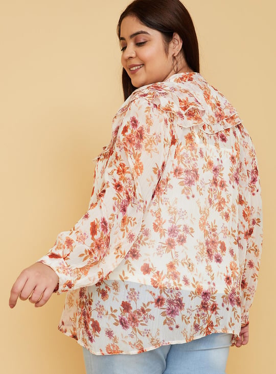 Women Printed Ruffled Blouse