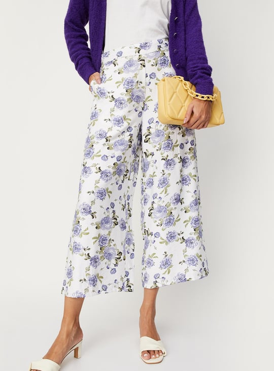Women Floral Printed Wide Leg Trousers