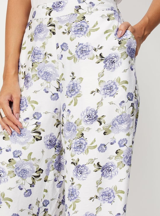 Women Floral Printed Wide Leg Trousers