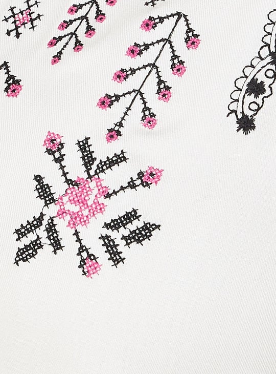 Women Embroidered Puffed Sleeves Top