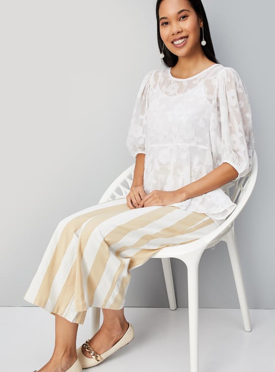 Women Jacquard Peplum Top with Camisole