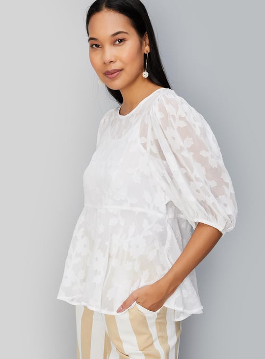 Women Jacquard Peplum Top with Camisole