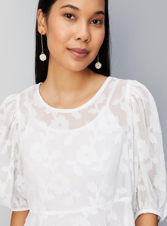 Women Jacquard Peplum Top with Camisole