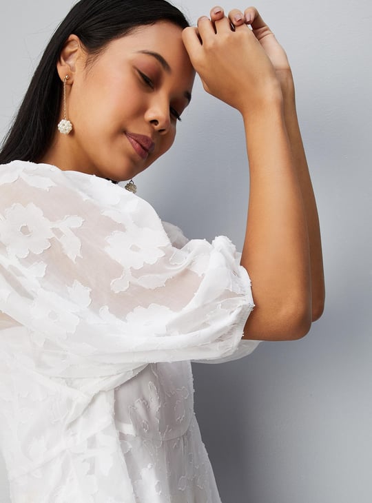 Women Jacquard Peplum Top with Camisole