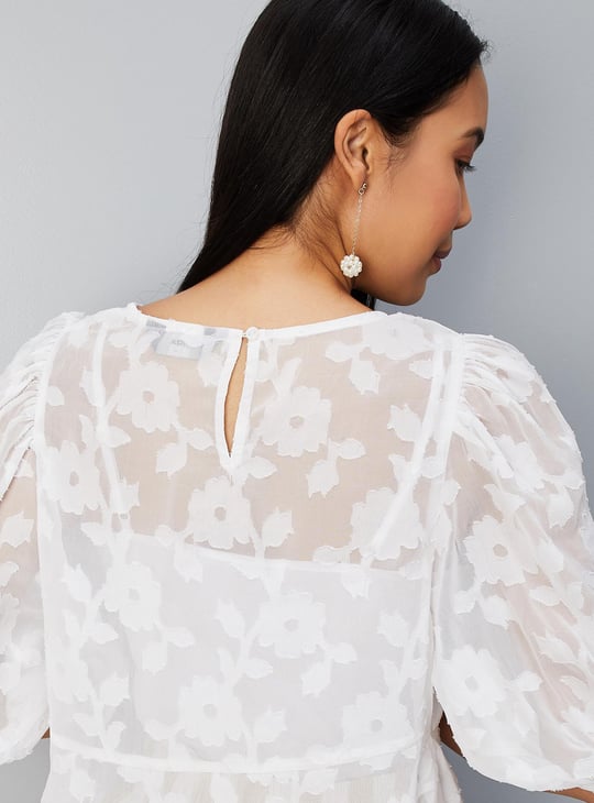 Women Jacquard Peplum Top with Camisole