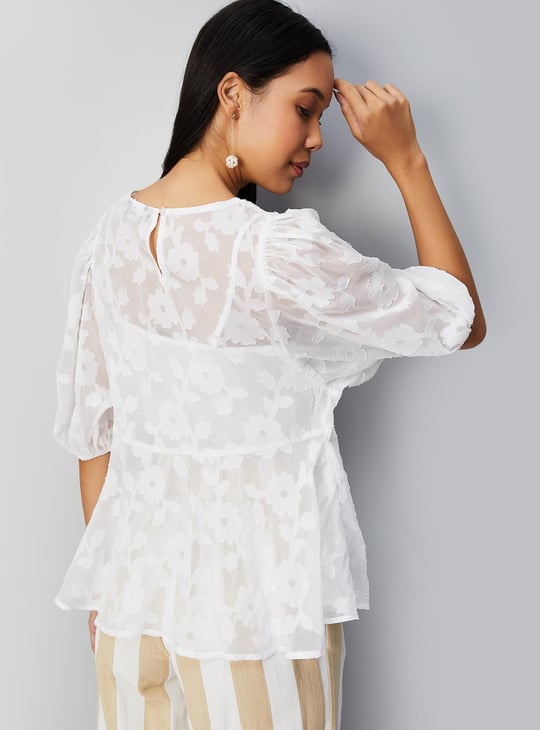 Women Jacquard Peplum Top with Camisole