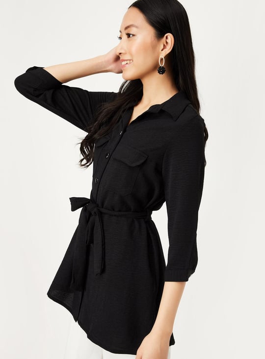 Women Textured Tunic with Flap Pockets