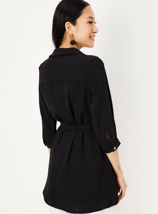 Women Textured Tunic with Flap Pockets