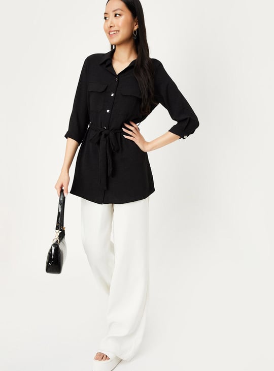 Women Textured Tunic with Flap Pockets