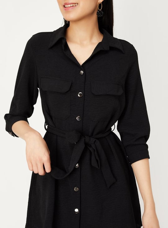 Women Textured Tunic with Flap Pockets