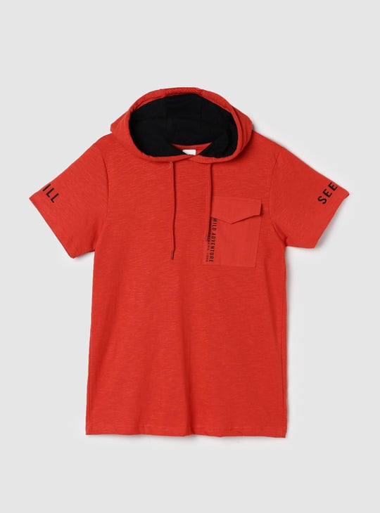 Boys Solid Hooded T-shirt