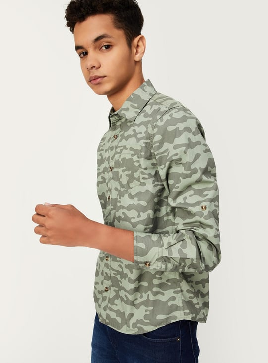 Boys Camouflage Printed Shirt