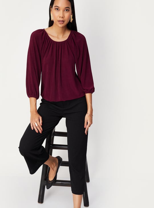 Women Pleated Knit Top