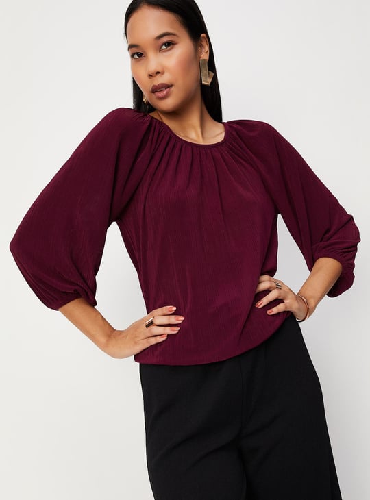 Women Pleated Knit Top