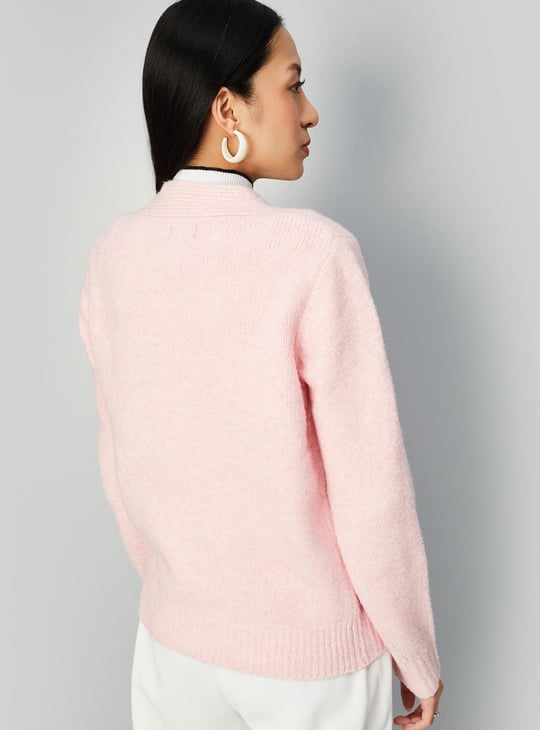 Women Floral Embroidered Knit Cardigan