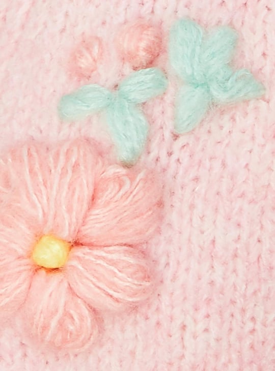 Women Floral Embroidered Knit Cardigan