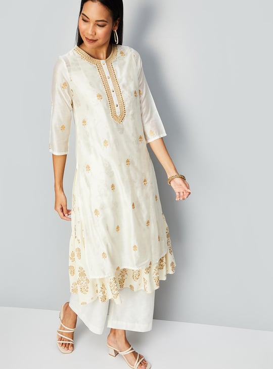 Women Embroidered Layered Kurta