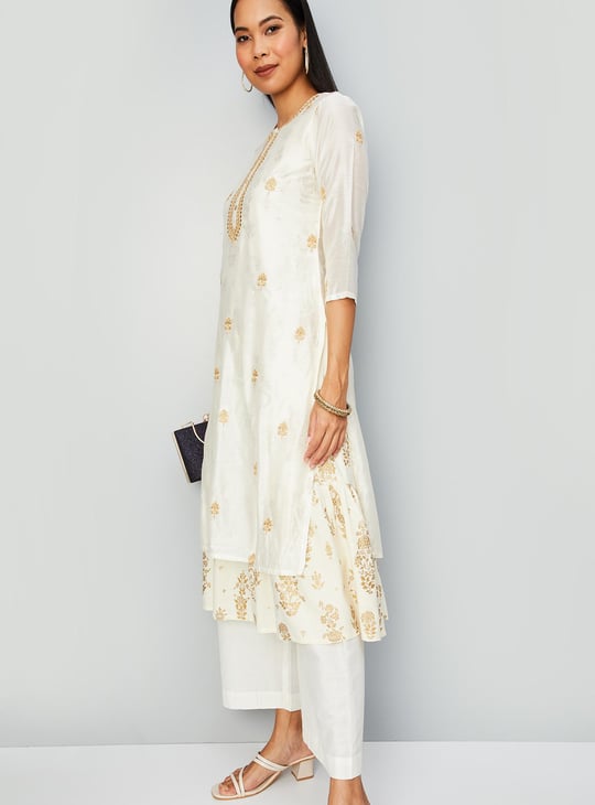 Women Embroidered Layered Kurta