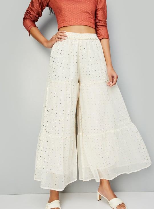 Women Embellished Tiered Sharara Pants