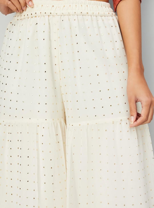 Women Embellished Tiered Sharara Pants