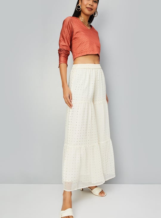 Women Embellished Tiered Sharara Pants