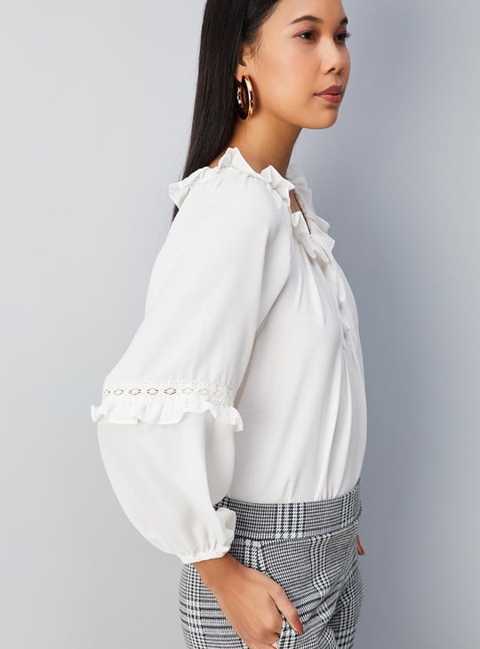 Women Ruffled Tie-Up Top