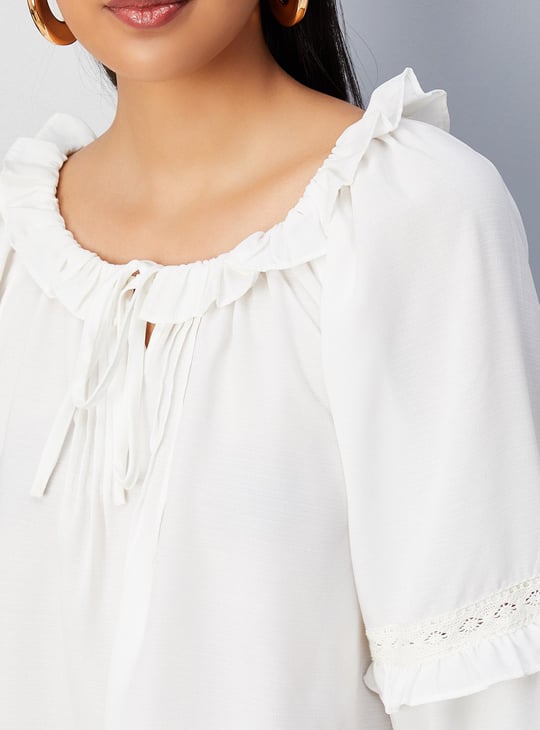 Women Ruffled Tie-Up Top
