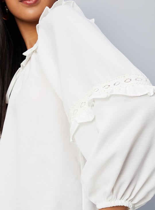 Women Ruffled Tie-Up Top